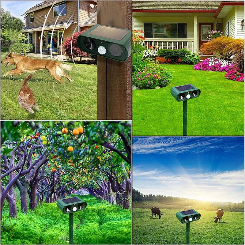 Solar Ultrasonic Animal Repeller – Waterproof Outdoor Deterrent for Cats, Dogs, Snakes, Birds & More