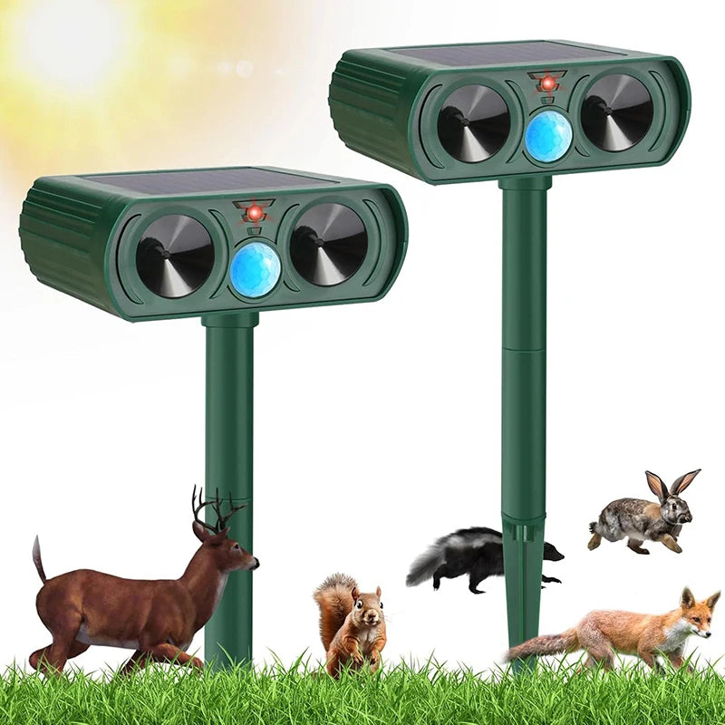 Solar Ultrasonic Animal Repeller – Waterproof Outdoor Deterrent for Cats, Dogs, Snakes, Birds & More